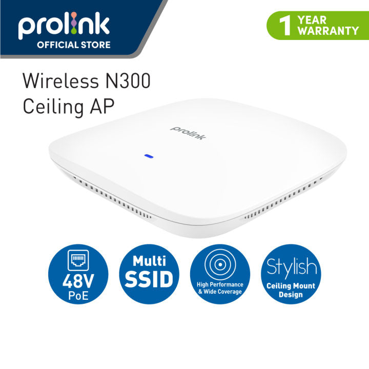 Prolink PAN1201C 2.4GHz Wireless-N 300Mbps Ceiling Wireless Access Point