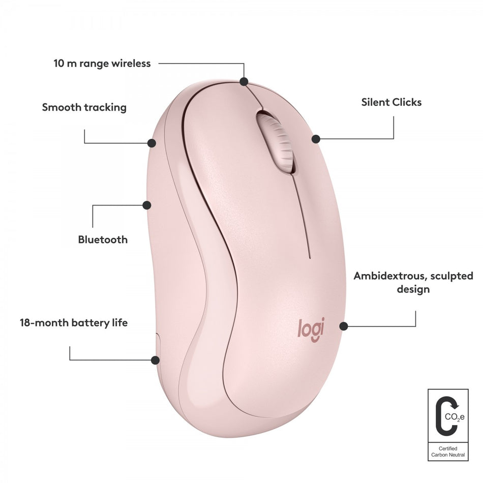 Logitech M240 mouse Ambidextrous Bluetooth Rose - 910-007121
