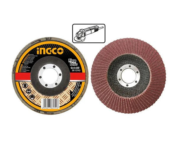 Ingco 115mm Abrasive Flap Disc | Aluminum Oxide Sanding Wheel for Metal Grinding, Deburring, and Surface Finishing (FD1151)