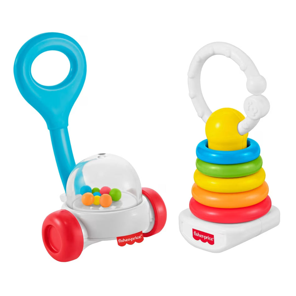 Fisher-Price Newborn Classics 2-Pack Rattle Set (JKP54) – Infant Sensory Shake Toys