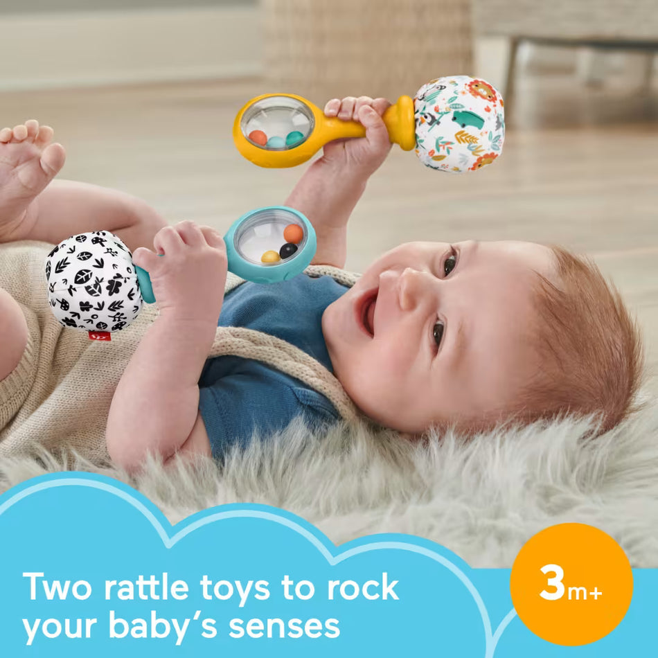 Fisher-Price Rattle 'n Rock Maracas Twin Pack (HMF34) – Infant Sensory Musical Toys