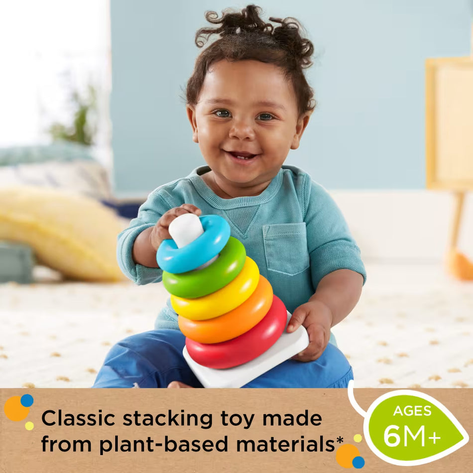 Fisher-Price Eco Rock-a-Stack Ring Stacker (GRF09) – Plant-Based Sustainable Baby Toy