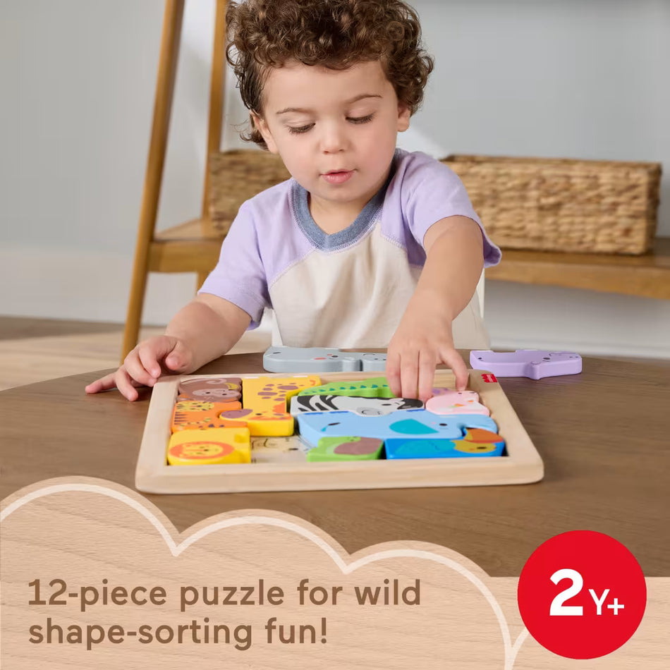Mattel Fisher-Price Wooden Animal Shape Sorter Puzzle (JFG10) – Made with FSC-Certified Wood
