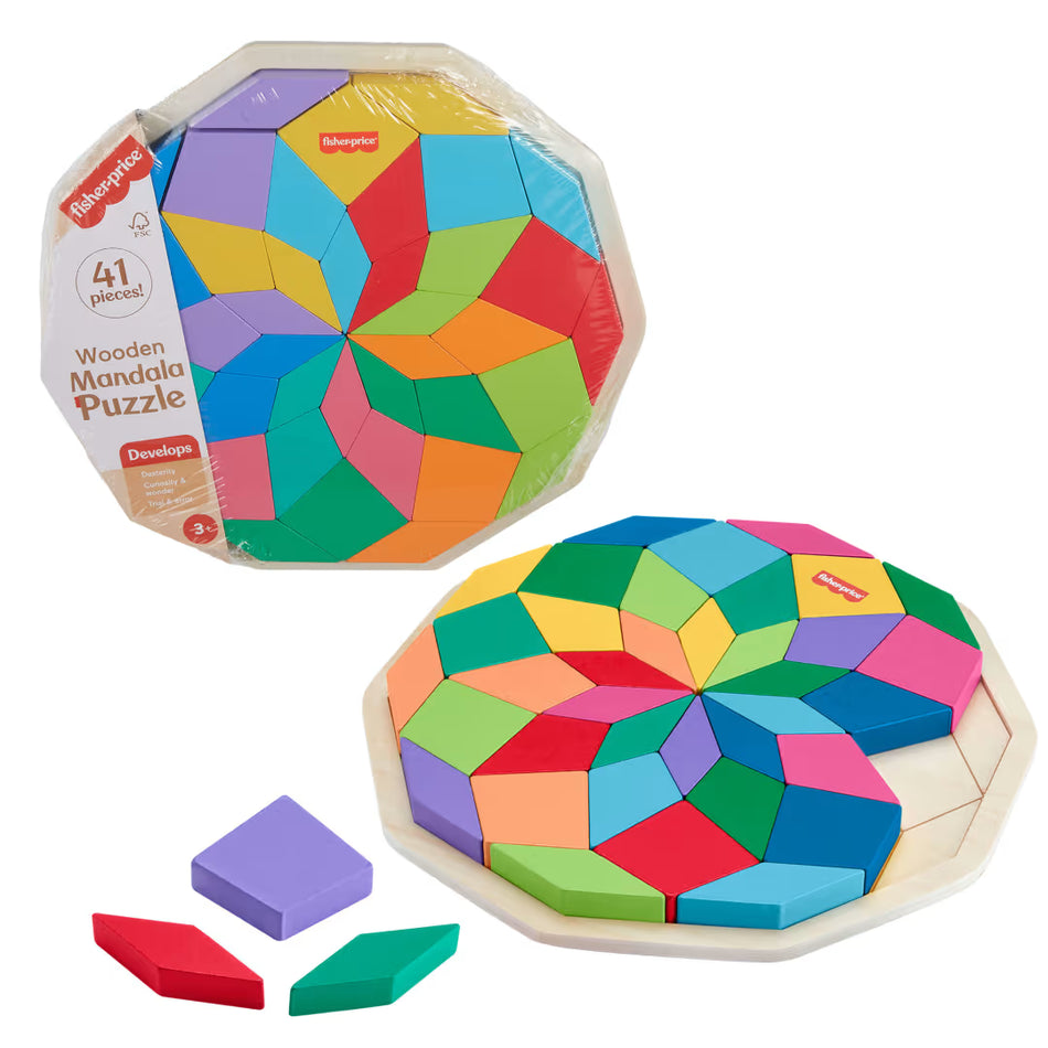 Mattel Fisher-Price Wooden Mandala Geometric Shape Puzzle (HXT94) – 41 Pieces