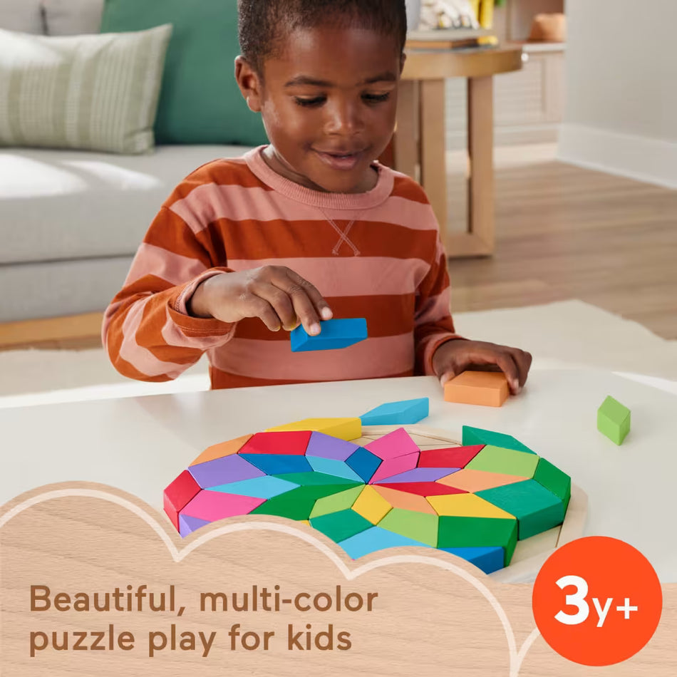 Mattel Fisher-Price Wooden Mandala Geometric Shape Puzzle (HXT94) – 41 Pieces