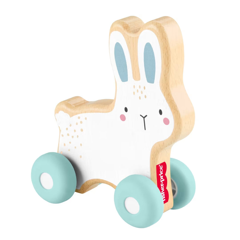 Fisher-Price Wooden Push-Along Bunny Infant Toy Vehicle (JDM52) – FSC-Certified Wood. for Crawling Developmental Play for Infants Ages 6+ Months