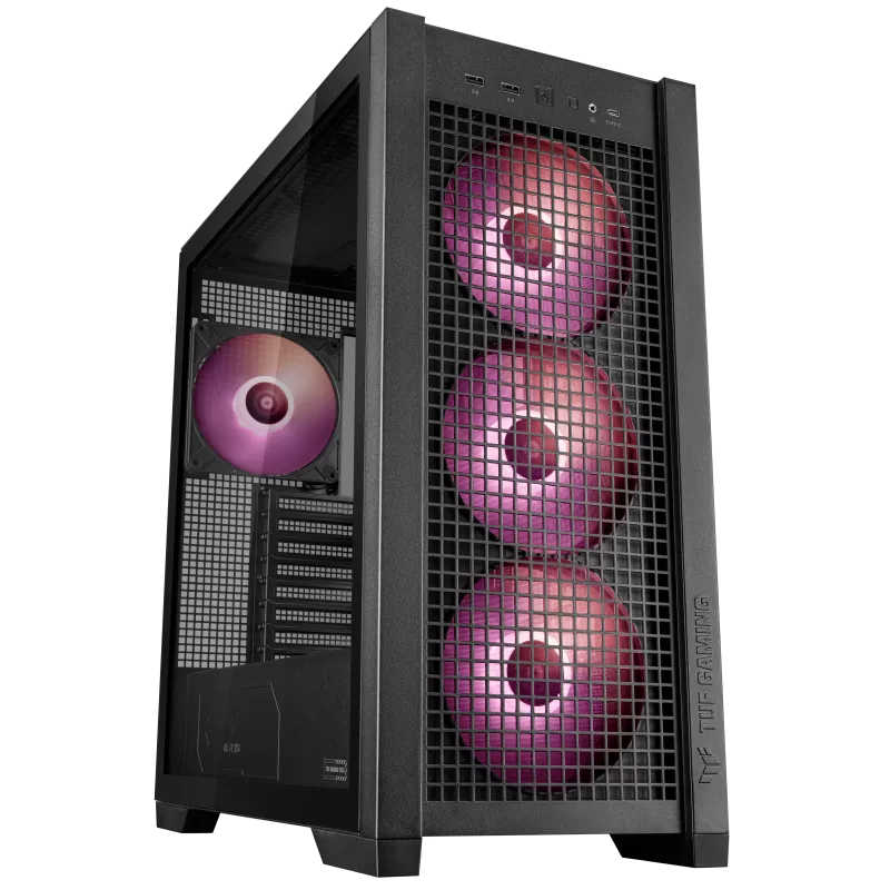 ASUS TUF Gaming GT302 ARGB ATX Mid-Tower Case 4x 140mm ARGB Fans for Airflow, Interchangeable Panel, Detachable top Panel, Hidden-Connector Motherboard Support