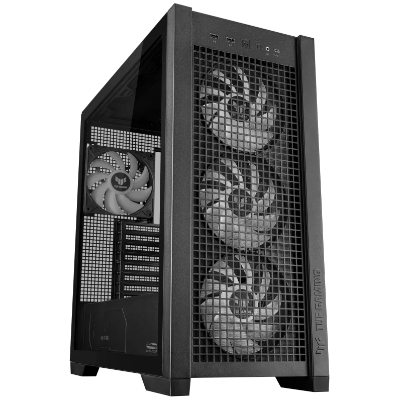 ASUS TUF Gaming GT302 ARGB ATX Mid-Tower Case 4x 140mm ARGB Fans for Airflow, Interchangeable Panel, Detachable top Panel, Hidden-Connector Motherboard Support