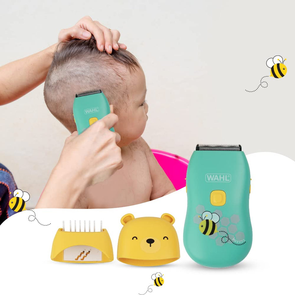 Wahl 70002-024 Bee Gentle Li-Ion Rechargeable Baby Clipper; For children up to age 6; 0.5mm-12mm; Fully Washable IPX7 Technology; 140-minutes run time on 2 hr charge