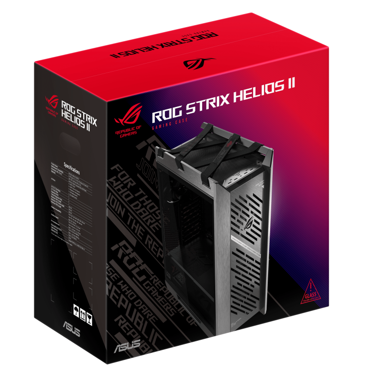 ASUS ROG Strix Helios II EATX GX601S mid-Tower Gaming PC case, Dual Tempered Glass Side Panels, Support Graphics Cards up to 450mm, Support for up to 420mm radiators - Black