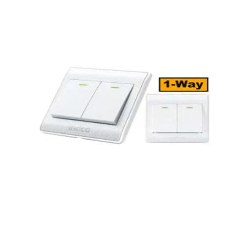 Ingco 2-Gang 1-Way Switch (HESSH02101) 16A Flush-Mounted Wall Switch for Modern Home, Office & Commercial Electrical Installations