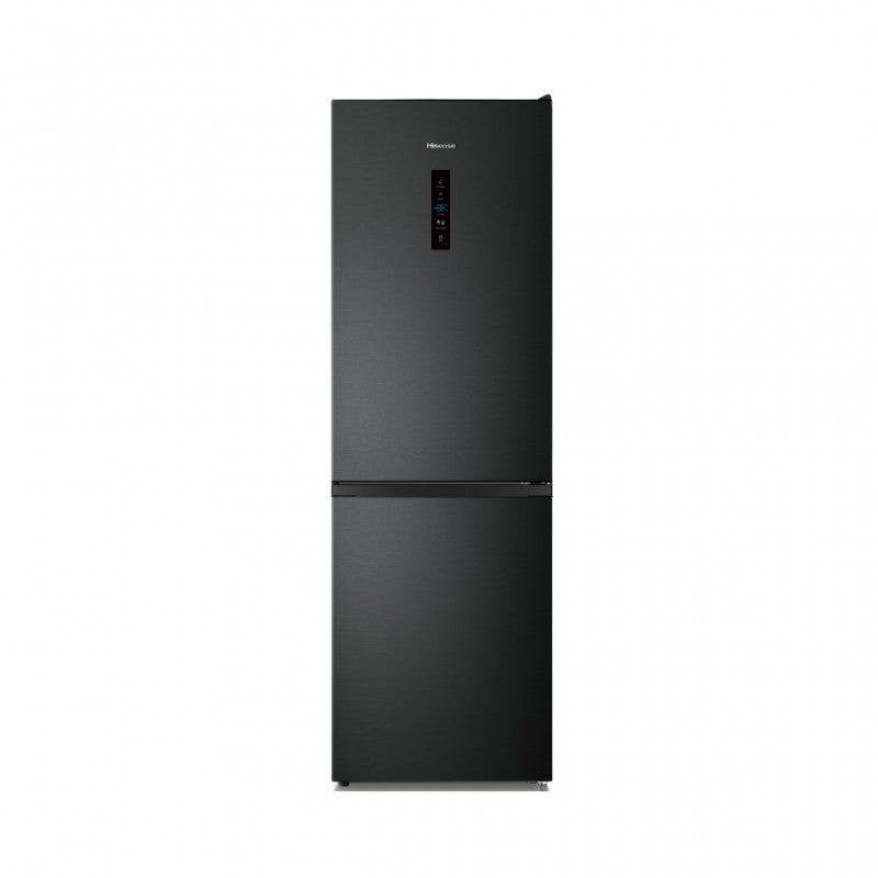 Hisense - RB395N4BFE - Freestanding Bottom Mounted Fridge Freezer, Total No Frost, 304 liters, Elegant Black Finish - E Rated, Noise level: 39 decibels, H186.0 x W59.5 x D59.0 (cm) [Energy Class E]