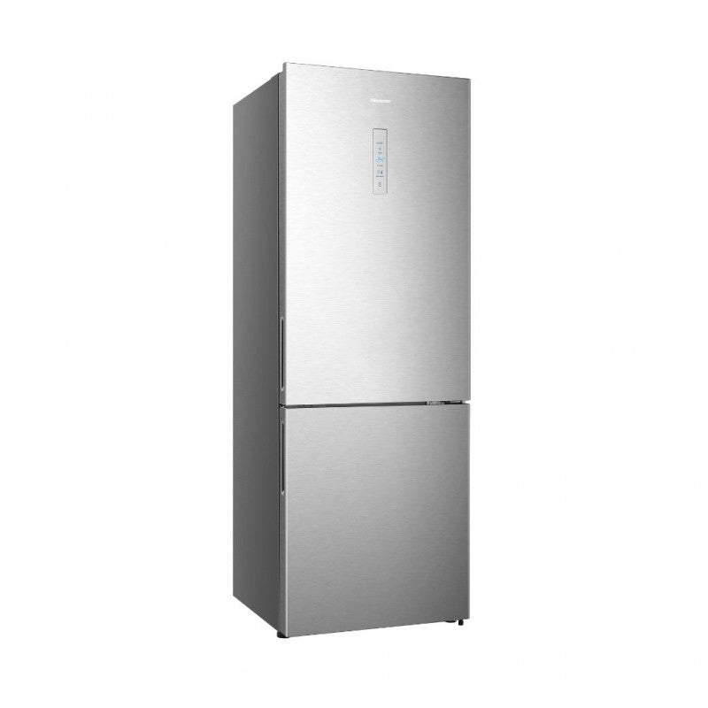 Hisense - RB645N4BCE - Bottom Mounted Fridge Freezer, Total No Frost, 493 liters, Stainless Steel Inox - E Rated, Noise level: 36 decibels, H200 x W70.4 x D69.4 (cm) [Energy Class E]
