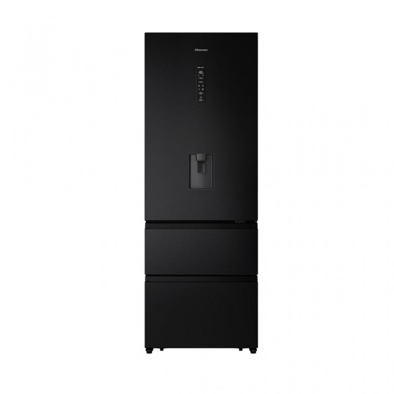 Hisense - RT641N4WFE1 - Wifi Connected Multi-Door French Door Fridge Freezer with Water Dispenser, Total No Frost, 493 liters, Black Inox - E/F Rated, Noise level: 36 decibels, H200.0 x W70.4 x D69.4 (cm) [Energy Class E]