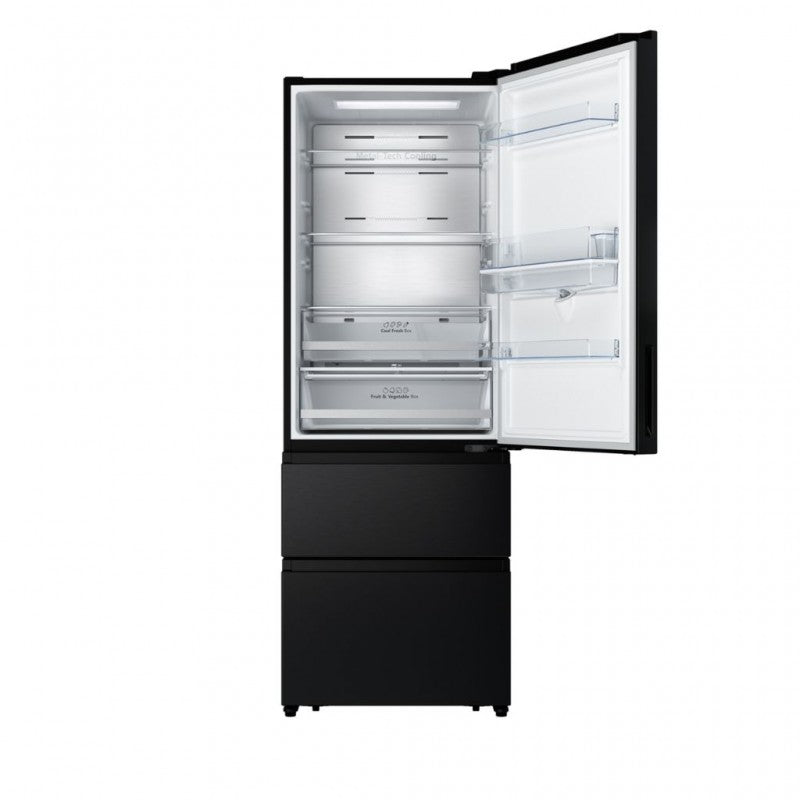 Hisense - RT641N4WFE1 - Wifi Connected Multi-Door French Door Fridge Freezer with Water Dispenser, Total No Frost, 493 liters, Black Inox - E/F Rated, Noise level: 36 decibels, H200.0 x W70.4 x D69.4 (cm) [Energy Class E]