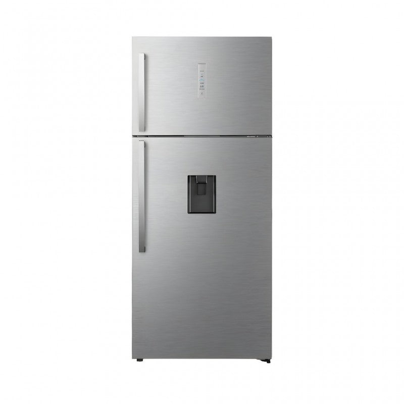 Hisense - RT728N4WCE - Freestanding XXL Top Mounted Fridge Freezer with Water Dispenser, Total No Frost, 553 liters, Stainless Steel Inox - E Rated, Noise level: 39-42 decibels, H185.2 x W79.4 x D72.6 (cm) [Energy Class E]