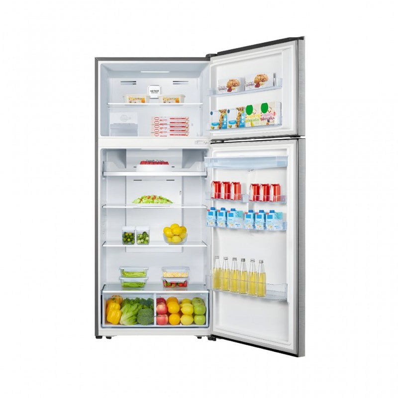 Hisense - RT728N4WCE - Freestanding XXL Top Mounted Fridge Freezer with Water Dispenser, Total No Frost, 553 liters, Stainless Steel Inox - E Rated, Noise level: 39-42 decibels, H185.2 x W79.4 x D72.6 (cm) [Energy Class E]