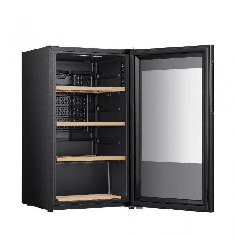 Hisense - RW12D4NWG0 - Wine Cooler Free Standing Cabinet, 30 Bottles, 93 Liters, Sleek Black - G Rated, Noise level: 38 decibels, H84.2 x W47.5 x D44.8 (cm) [Energy Class G]