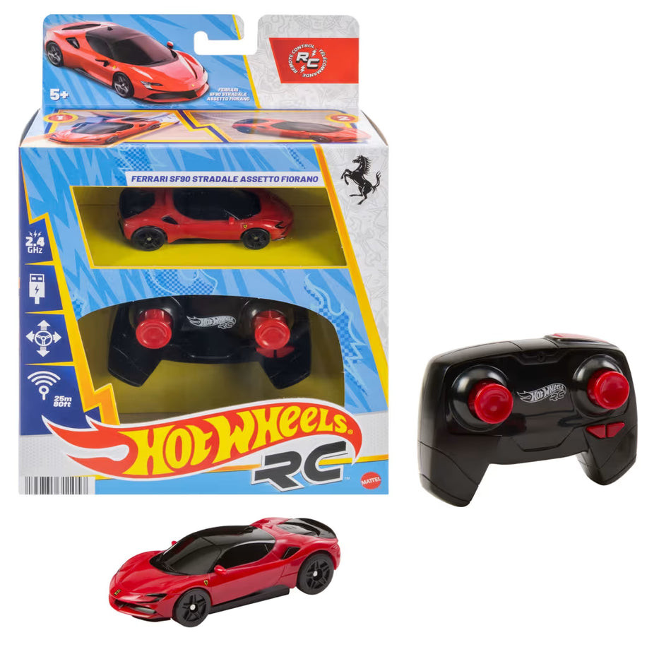 Mattel Hot Wheels R/C 1:64 Scale Ferrari SF90 Stradale Remote Control Car (JGD09)