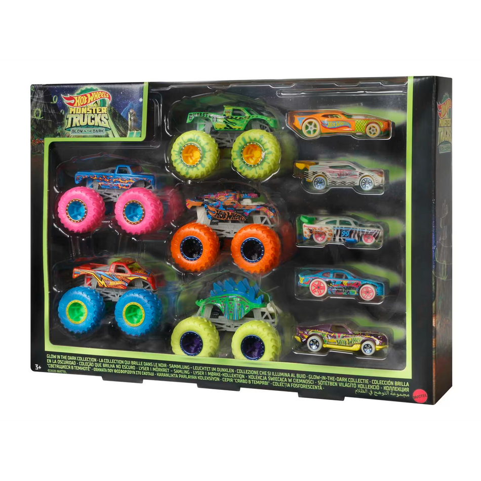 Mattel Hot Wheels Monster Trucks Glow in the Dark Multi-Pack Vehicle Bundle (HCB57)