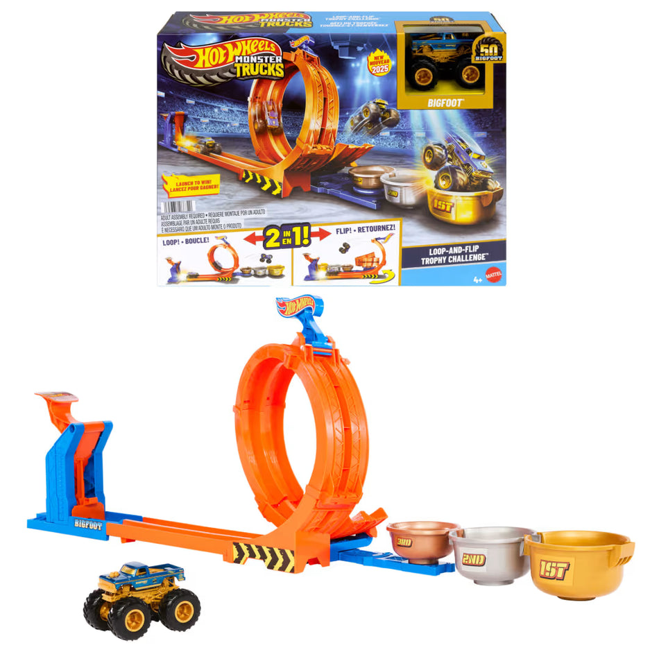Mattel Hot Wheels Monster Trucks Loop & Flip Trophy Challenge Playset (JBX64)