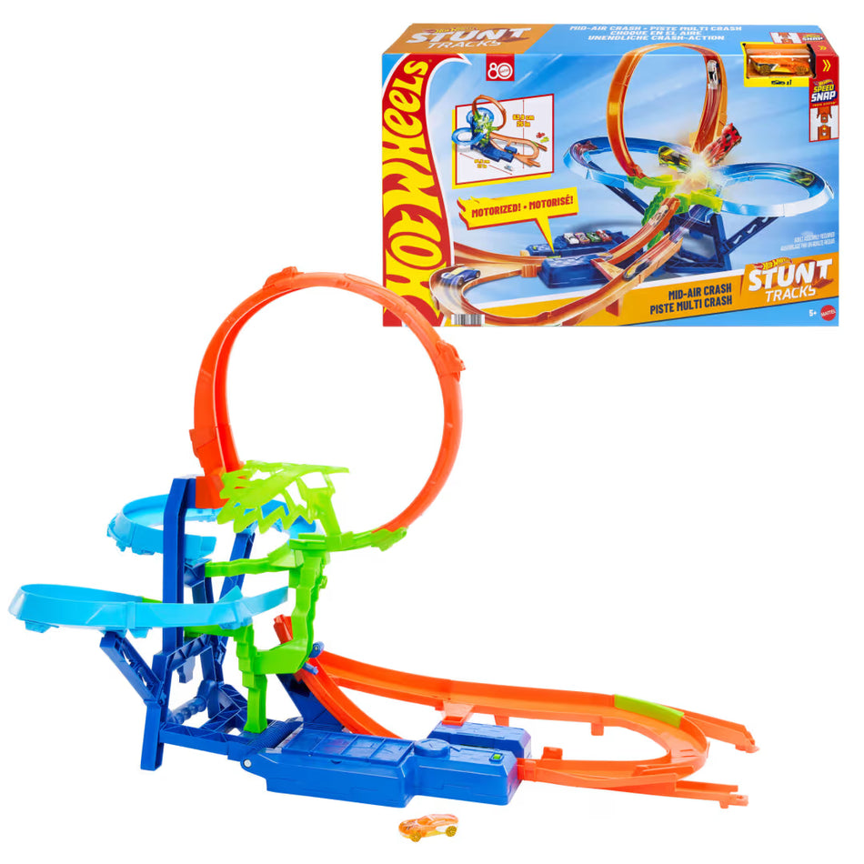 Hot Wheels Stunt Tracks Mid-Air Crash Playset with Dual Launcher (JFD12)