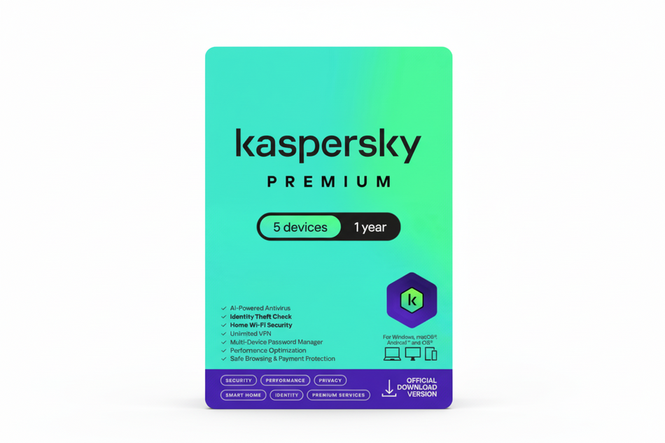 Kaspersky Premium Total Security 1 year License - 5 Devices