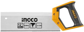 Ingco 12" Professional Tenon Back Saw | 300mm Premium 65Mn Steel Mitre Saw with 11 TPI Triple-Teeth Profile & Ergonomic Soft Grip Handle Layout (HMBSB3008)
