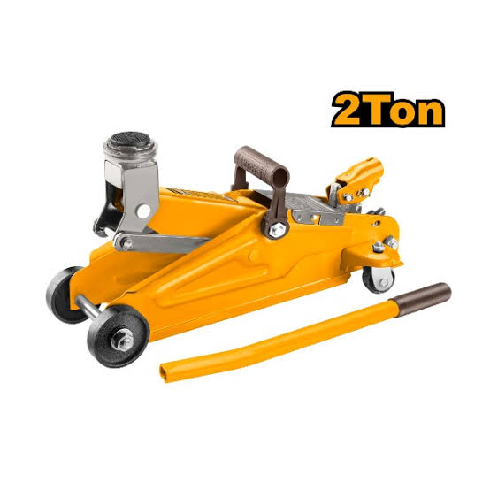 INGCO 2-Ton Hydraulic Floor Jack – Heavy-Duty Reinforced Steel Frame, 140mm to 340mm Lifting Range, and Smooth 360-Degree Swivel Rear Wheels (HFJ201)