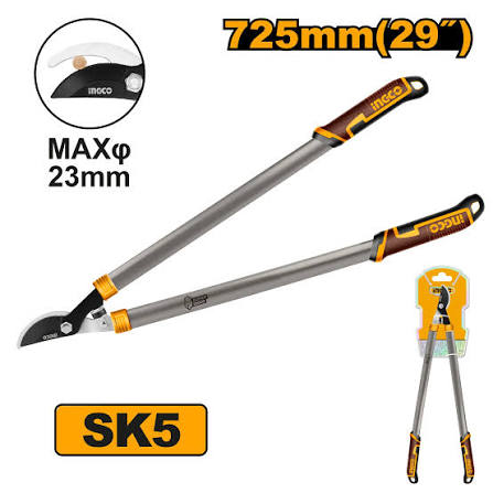 INGCO 29" (730mm) Industrial Heavy-Duty Branch Lopper – SK5 Carbon Steel Blade, Teflon Anti-Friction Coating, 23mm Max Cutting Capacity, and High-Leverage Tubular Arms (HLT7101)