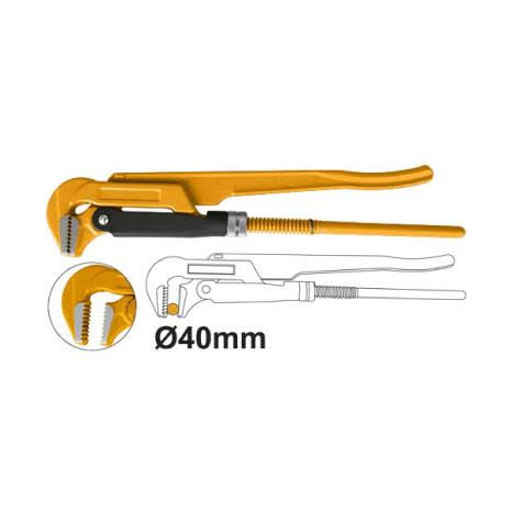 INGCO 1" (90°) Heavy-Duty Swedish Pattern Pipe Wrench – High-Grade Drop-Forged Carbon Steel, 40mm Max Clamping Diameter, Solid Riveted Pivot, and Corrosion-Resistant Finish (HPW04011)