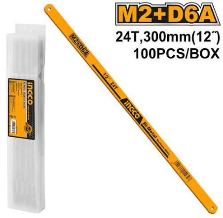 Ingco 300mm Bi-Metal Hacksaw Blade | 12-Inch 24 TPI High-Speed Steel Flexible Replacement Sawing Edge (HSBB22248)