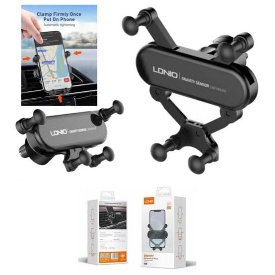 LDNIO MG03 | Universal Gravity Mechanical Air Vent Car Phone Holder | 360° Rotate Auto-Tightening Compact Cradle