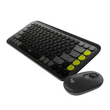 Logitech POP ICON Combo, Bluetooth Keyboard and Mouse Combo, Comfortable Typing, programmable Keys and Buttons, Quiet clicks, Switch up to 3 Devices - Graphite and Lime