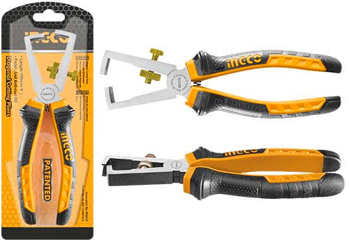INGCO 6" / 160mm Wire Stripping Pliers (Pince à Dénuder) – #55 Carbon Steel, Precision Adjustment Screw, Anti-Rust Finish, and Two-Color Soft Grip (HWSP08168)