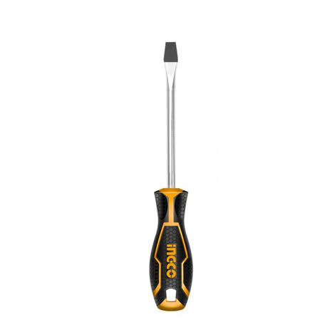 INGCO 8.0mm x 150mm Slotted Screwdriver – Industrial Cr-V Steel Round Shank, Precision Flat Head, and Ergonomic Soft Grip Handle (HS288150)