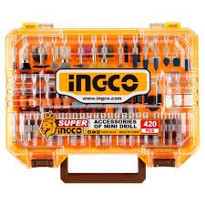 Ingco AKMG4208 420-Piece Professional Rotary Tool Accessory Set - Comprehensive Universal Grinding, Polishing, Cutting, and Drilling Kit for Mini Drills & Die Grinders