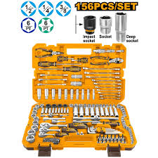 INGCO 156-Piece Professional Master Combination Tool Set – 1/4", 3/8", & 1/2" Drive Sockets, Ratchet Wrenches, Impact Sockets, Bits, and Pliers with Heavy-Duty Storage Case (HKTHP21561)