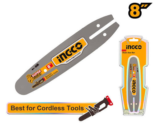 Ingco 8-Inch High-Precision Chainsaw Guide Bar - Professional Wear-Resistant Steel Replacement Bar with 0.043" Gauge for 20V Cordless Pruning Saws (AGSB50801)
