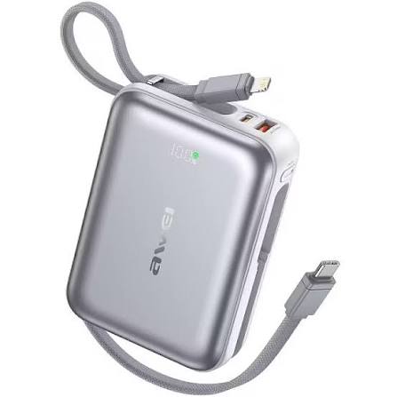 Awei C03 20,000mAh 45W Fast Charging Power Bank - Silver & Black