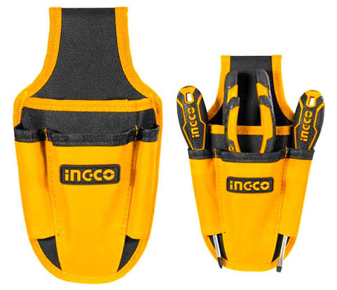 Ingco 4-Pocket Waist Tool Pouch | 600D Polyester Compact Belt Holster for Hand Tools (HTBP04011)