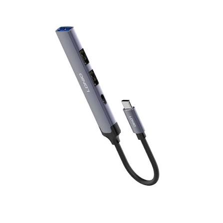 LDNIO DS-34C | 4-in-1 Mini Type-C Multi-Function Docking Station (12cm Travel Cable) | 1x USB 3.0 + 2x USB 2.0 + 1x Type-C 2.0 High-Speed Expansion