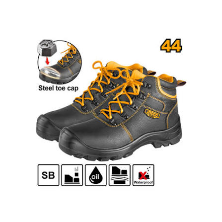 Ingco Size 44 Steel Toe Safety Boots | S1P Class Low-Cut Industrial Work Shoes with Anti-Static Oil-Resistant Sole (SSH04SB.44)