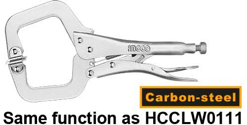 INGCO 11" Heavy-Duty C-Clamp Locking Plier – Premium Carbon Steel, 0–95mm Adjustable Opening, Quick-Release Lever, and Rust-Resistant Nickel Plated Finish (HCCLW0211)