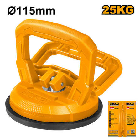 INGCO 115mm Single-Pad Suction Cup Lifter – 25kg Maximum Load Capacity, High-Strength ABS Handle, and Heavy-Duty Rubber Vacuum Sucker (HSU012501)