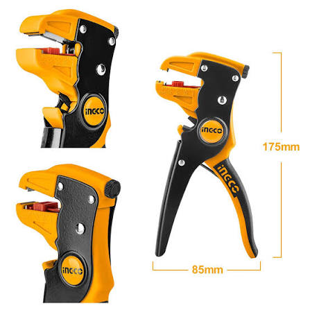 Ingco 175mm Professional Automatic Wire Stripper and Cutter – Heavy-Duty 65Mn Carbon Steel Core Electrical Stripping Plier with 0.5mm to 6mm Working Range (HWSP15608)
