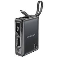 Awei P87K 10000mAh 30W PowerBank Built-In Cable Power Bank Mini Powerbank Portable 30W Fast Charging Power Bank
