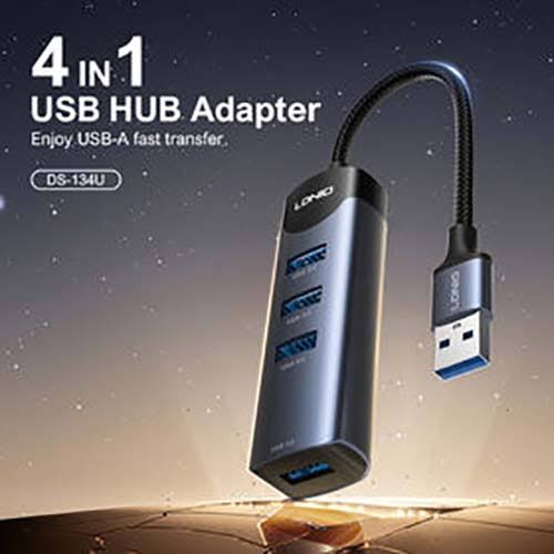 LDNIO DS-134U | 4-Port USB-A Hub | 4x USB 3.0 5Gbps High-Speed Data Transfer Desktop Adapter