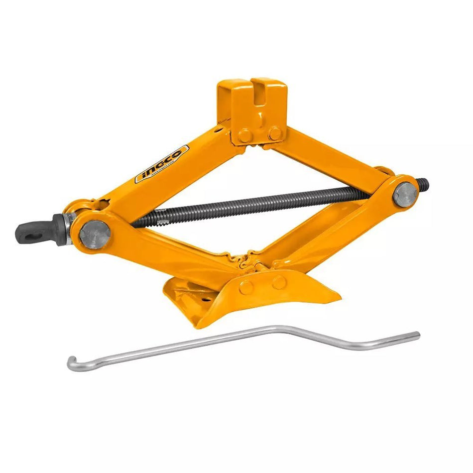 INGCO 2-Ton Mechanical Car Scissor Jack – High-Grade Forged Steel, 120mm to 395mm Lifting Range, Wide Base Stability, and Precision Lead Screw (HSJ201)