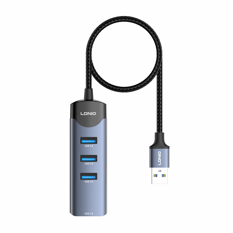 LDNIO DS-134U-1.2M | 4-Port USB-A Hub (120cm Long Cable) | 4x USB 3.0 5Gbps High-Speed Expansion Adapter